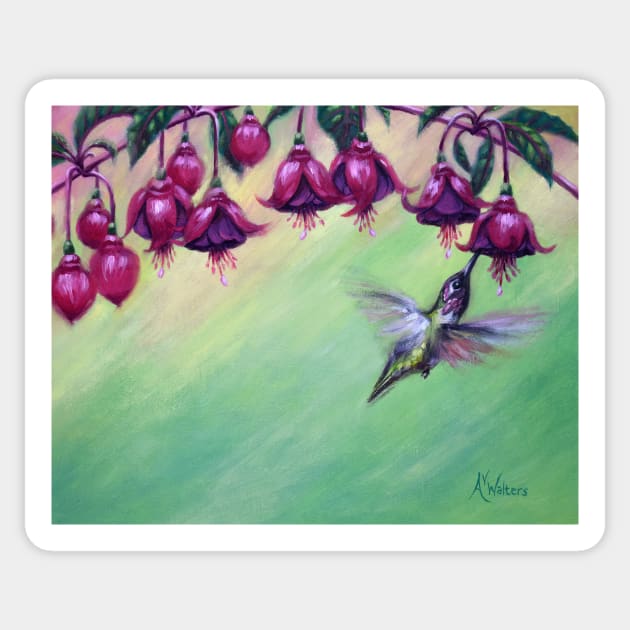 Pink and Green Hummingbird Fuchsia Sticker by AnimalWhimsy